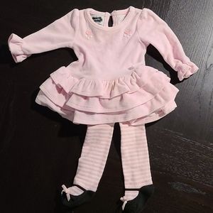 Mud Pie Baby Pink velvet dress w/ matching tights